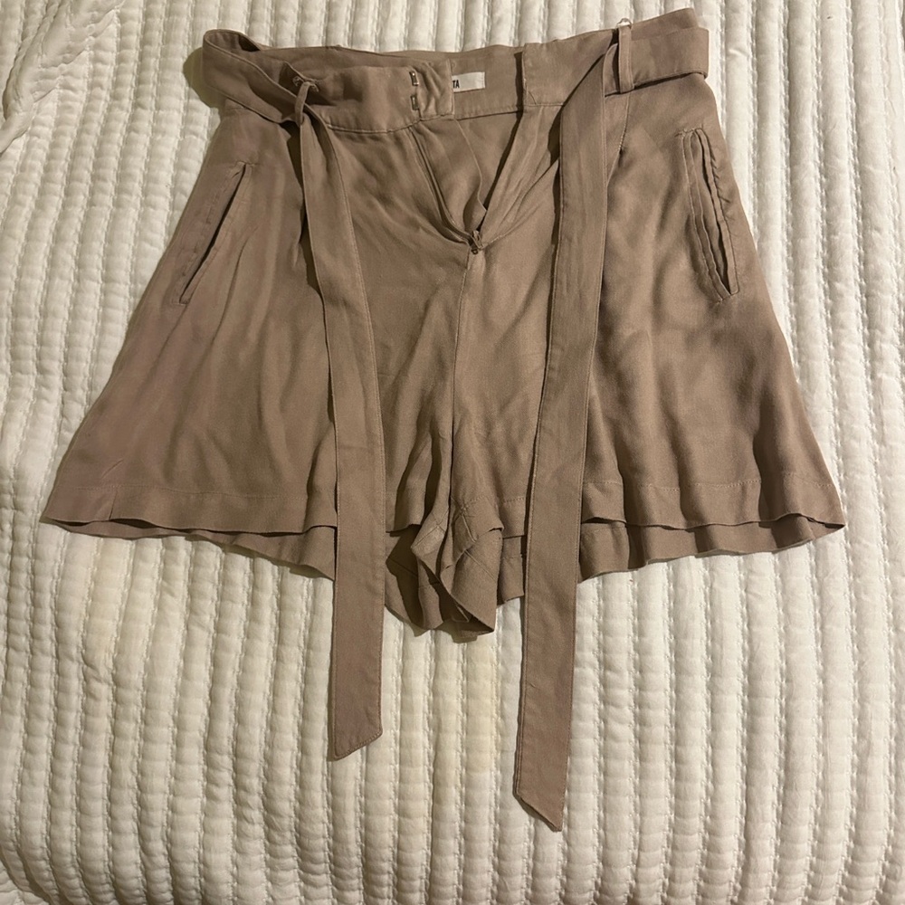BB Dakota High Waist Tan Shorts with Tie